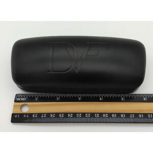 Diane von Furstenberg Hard Clamshell Glass Case Black Embossed Logo Case Only